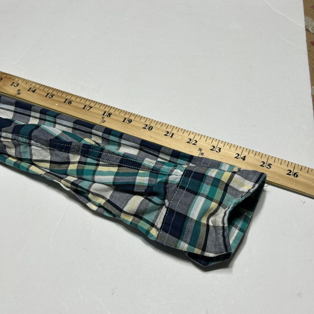 American Eagle Athletic Fit Sz. M Mens Casual Button-Down Shirt Blue/Green - Picture 14 of 14